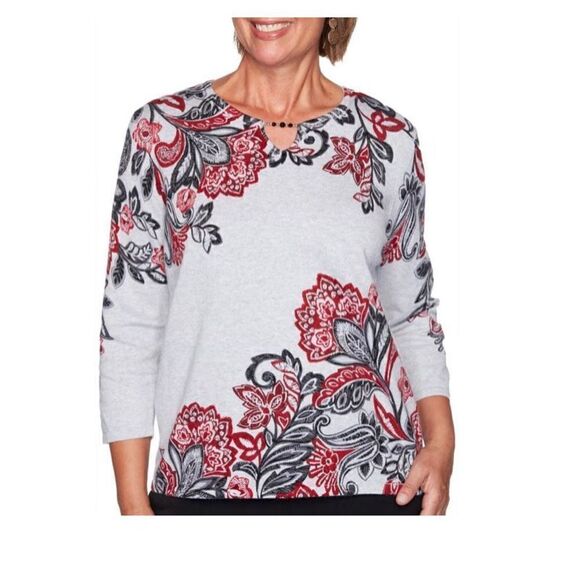 Alfred Dunner Petite Large Floral Print Keyhole
Top - Picture 10 of 11